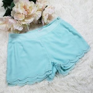 Tobi High Waisted Mint Layered Scalloped Shorts